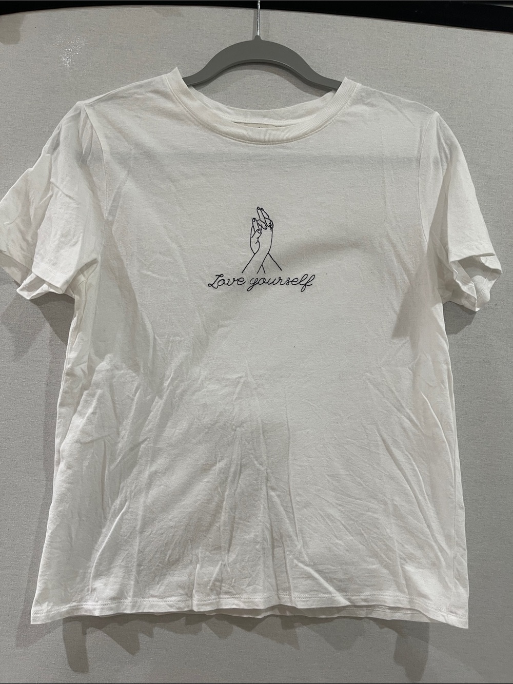 Forever 21 Love Yourself White Graphic Tee for Teens Size Small